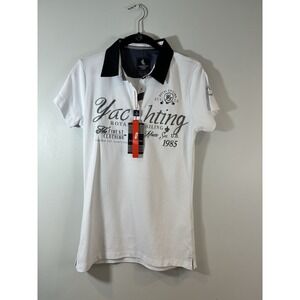 Yachting Time Boys Polo‎ White & Navy Blue Casual Vacation Summertime Cotton-M